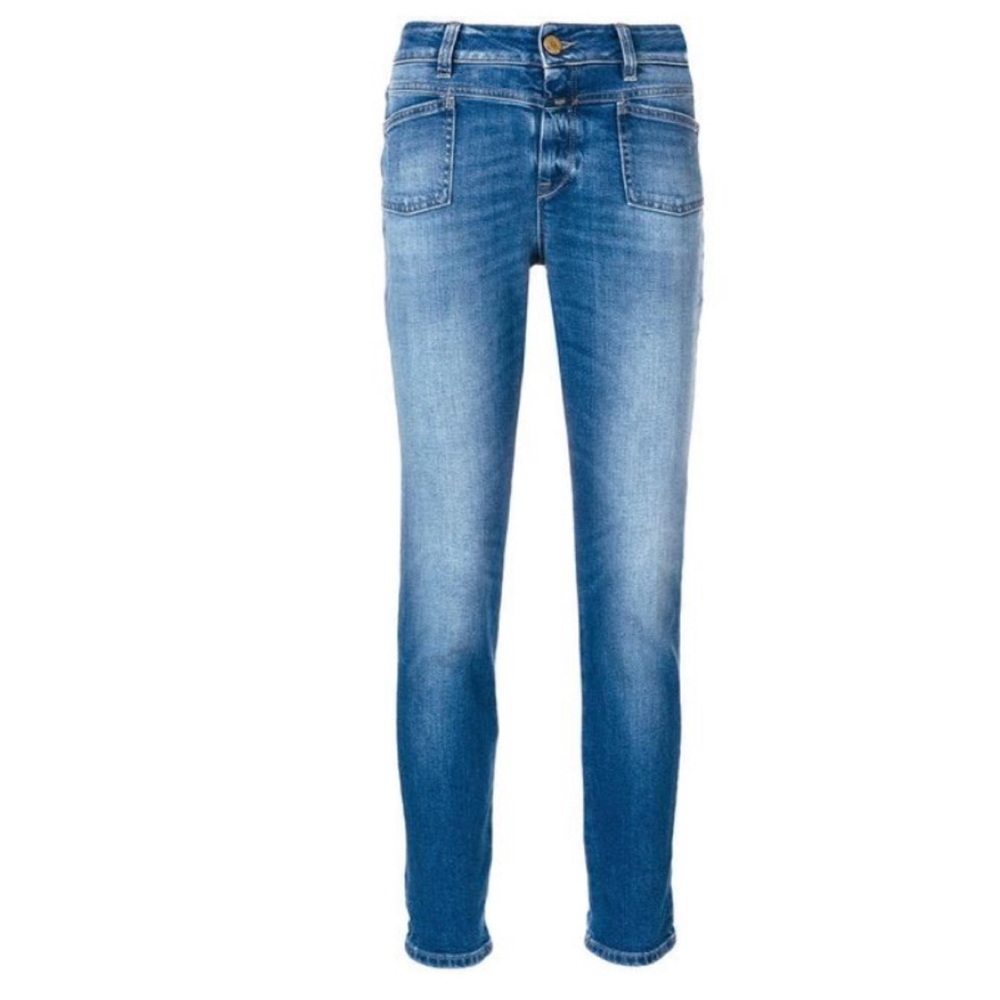CLOSED Denim Pedal-X Skinny Crop Jeans Raw Hem Patch Pockets
